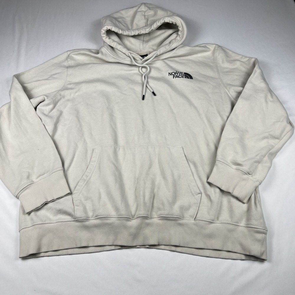 The North Face Hoodie Mens Beige Never Stop Exploring Back Graphic Pullover XXL